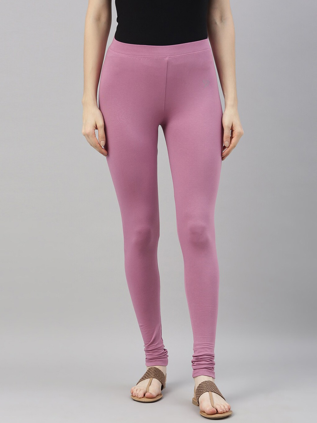 TWIN BIRDS Women Pink Solid Churidar-Length Leggings