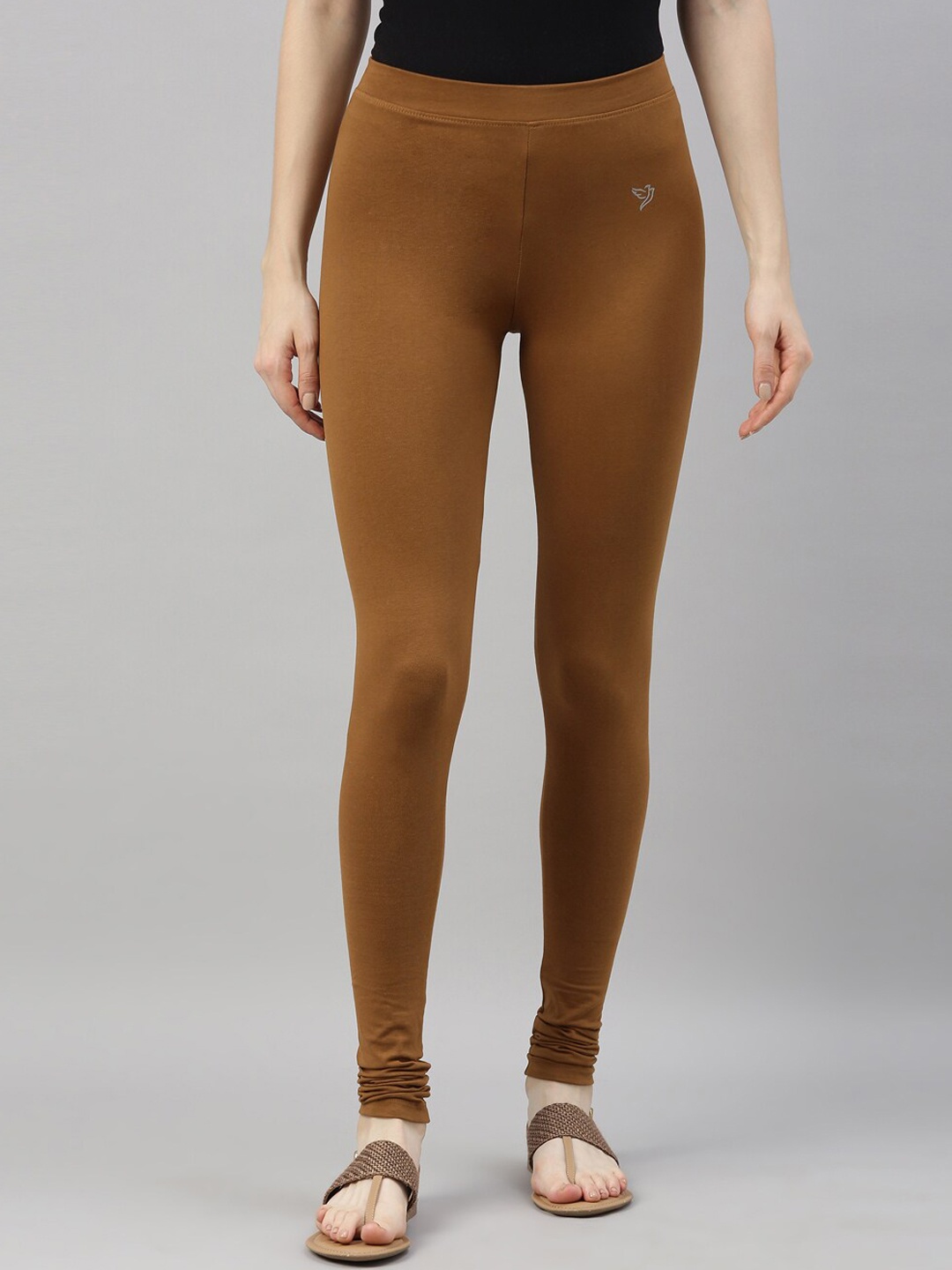 

TWIN BIRDS Women Brown Solid Churidar-Length Leggings