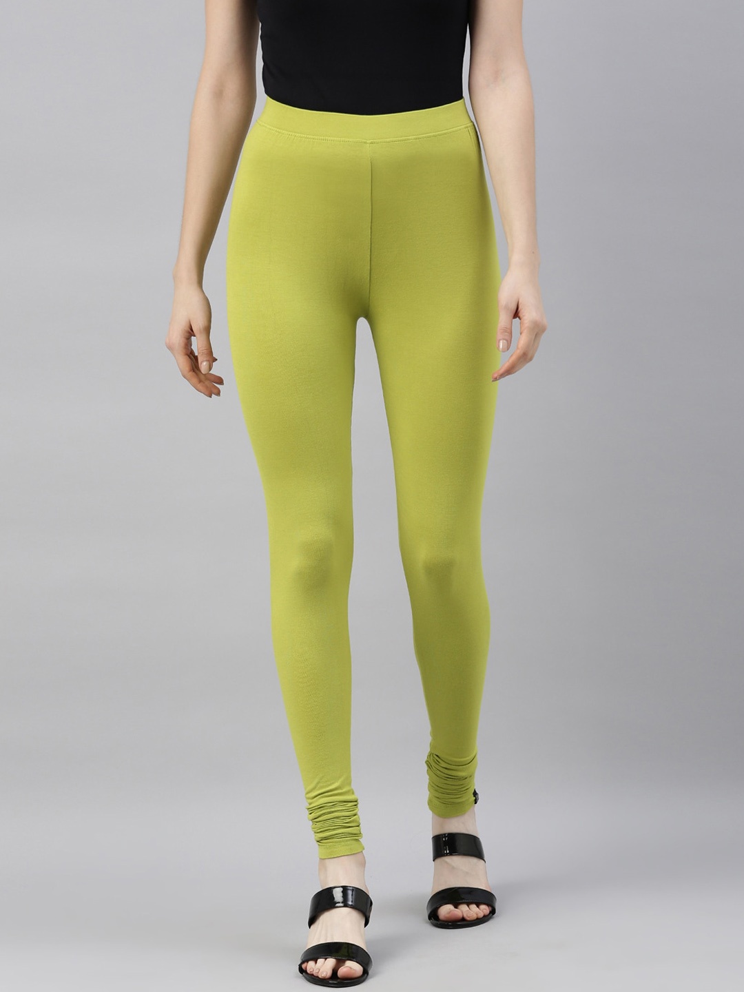 TWIN BIRDS Women Green Solid Churidar-Length Leggings