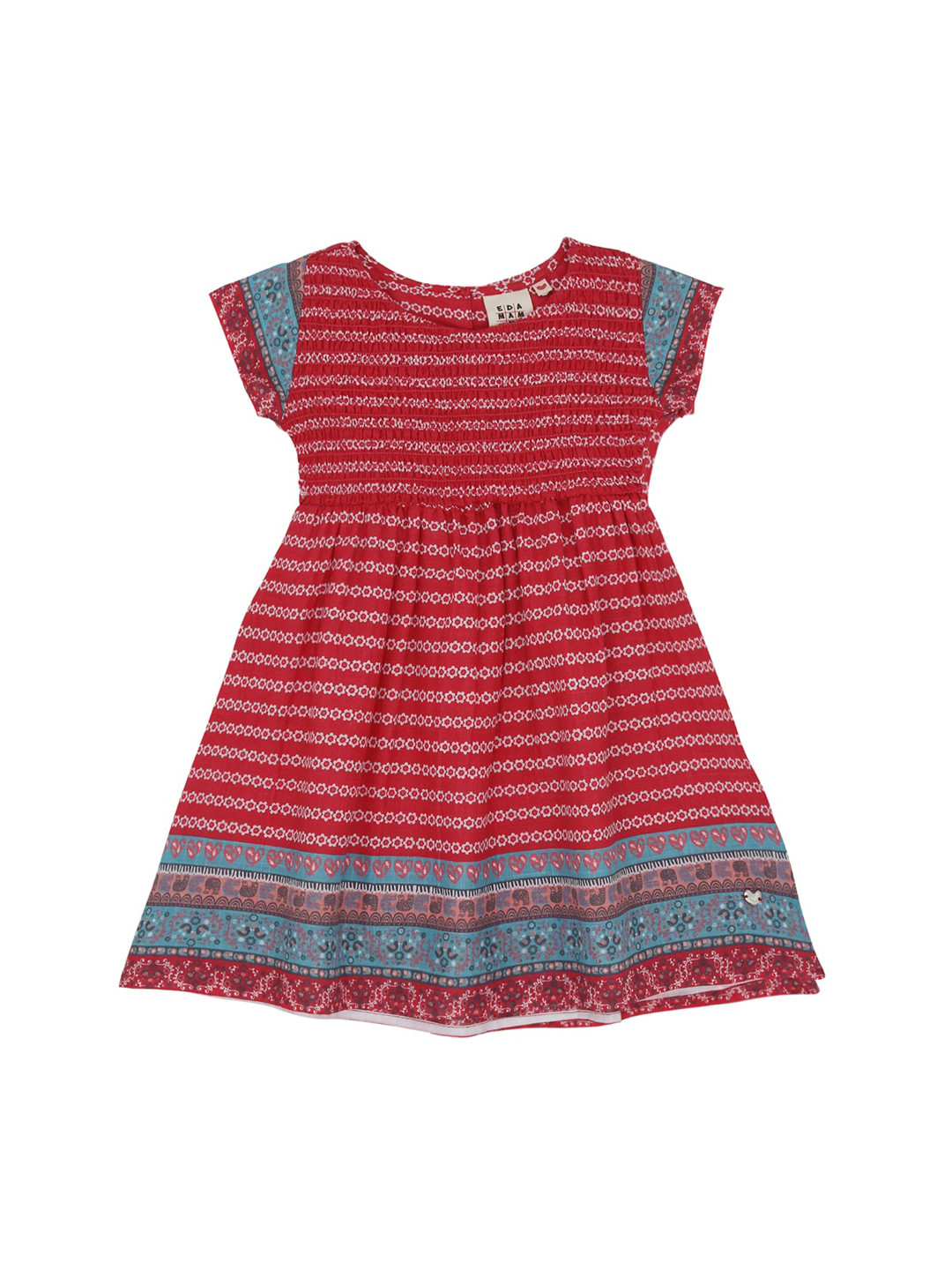

Ed-a-Mamma Girls Red & White Floral Print Pure Cotton A-Line Sustainable Dress