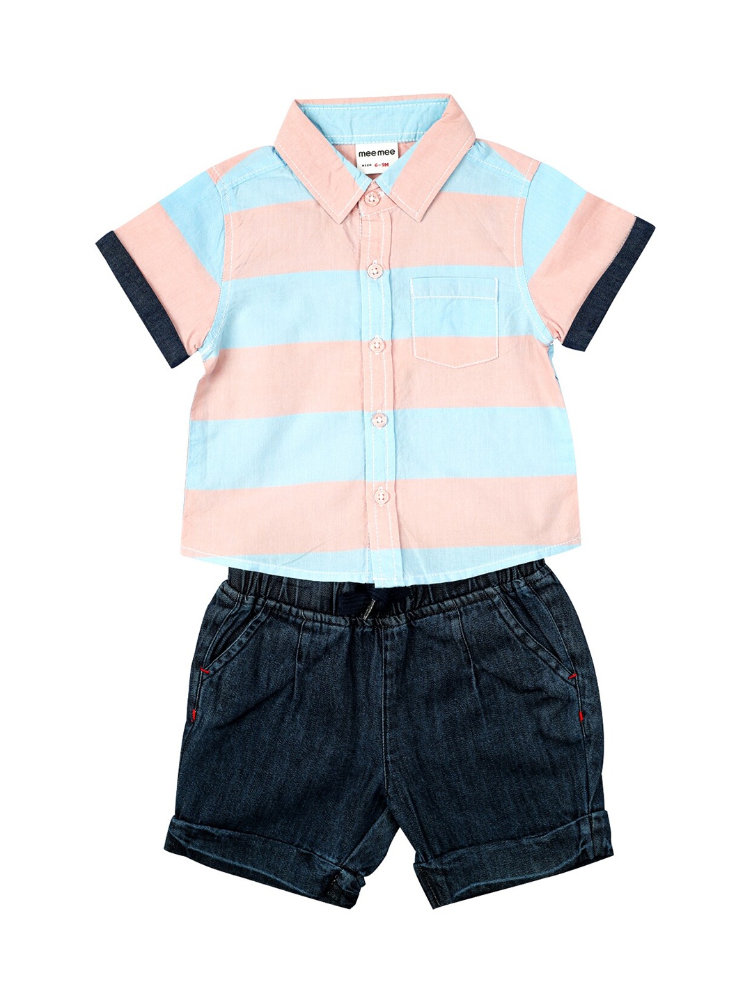 

MeeMee Boys Multicoloured Colourblocked Shirt with Shorts, Multi