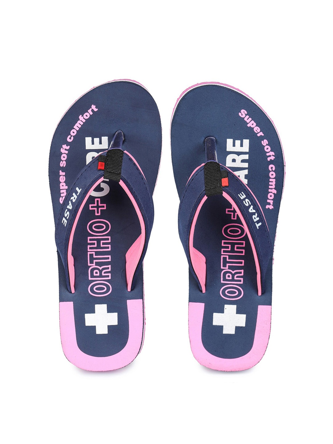 

TRASE Women Navy Blue & Pink Printed Thong Flip-Flops