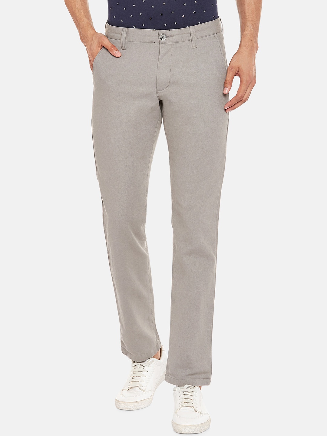 

BYFORD by Pantaloons Men Grey Slim Fit Solid Chinos