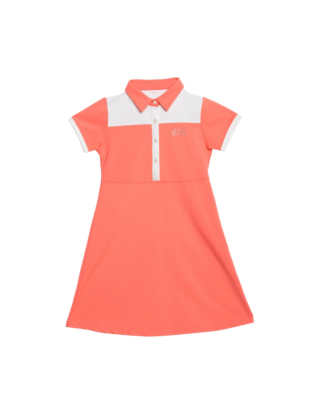 

ELLE Girls Pink & White Colourblocked Cotton Shirt Dress