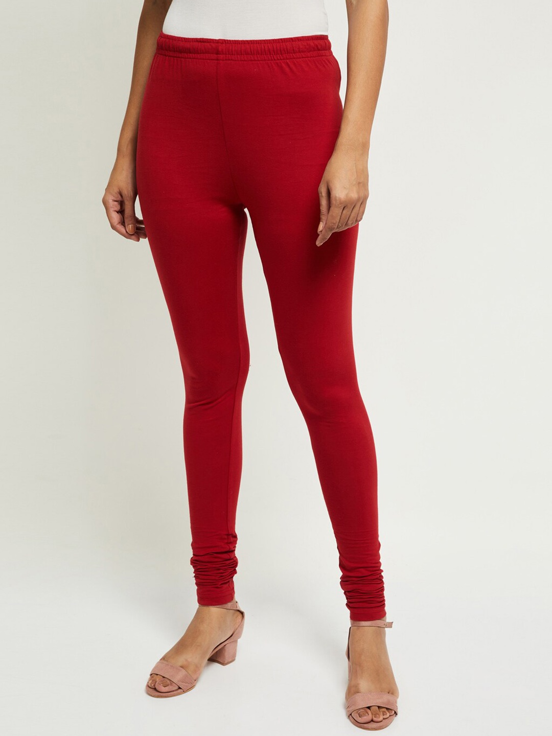 max Women Red Solid Churidar