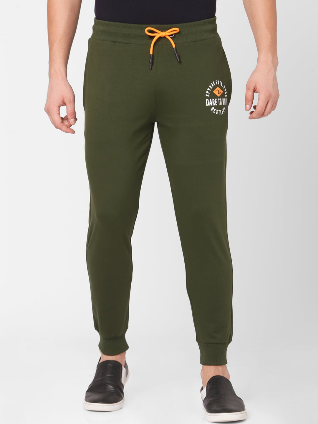 

SPYKAR Men Olive Green Cotton Solid Slim Fit Track Pants