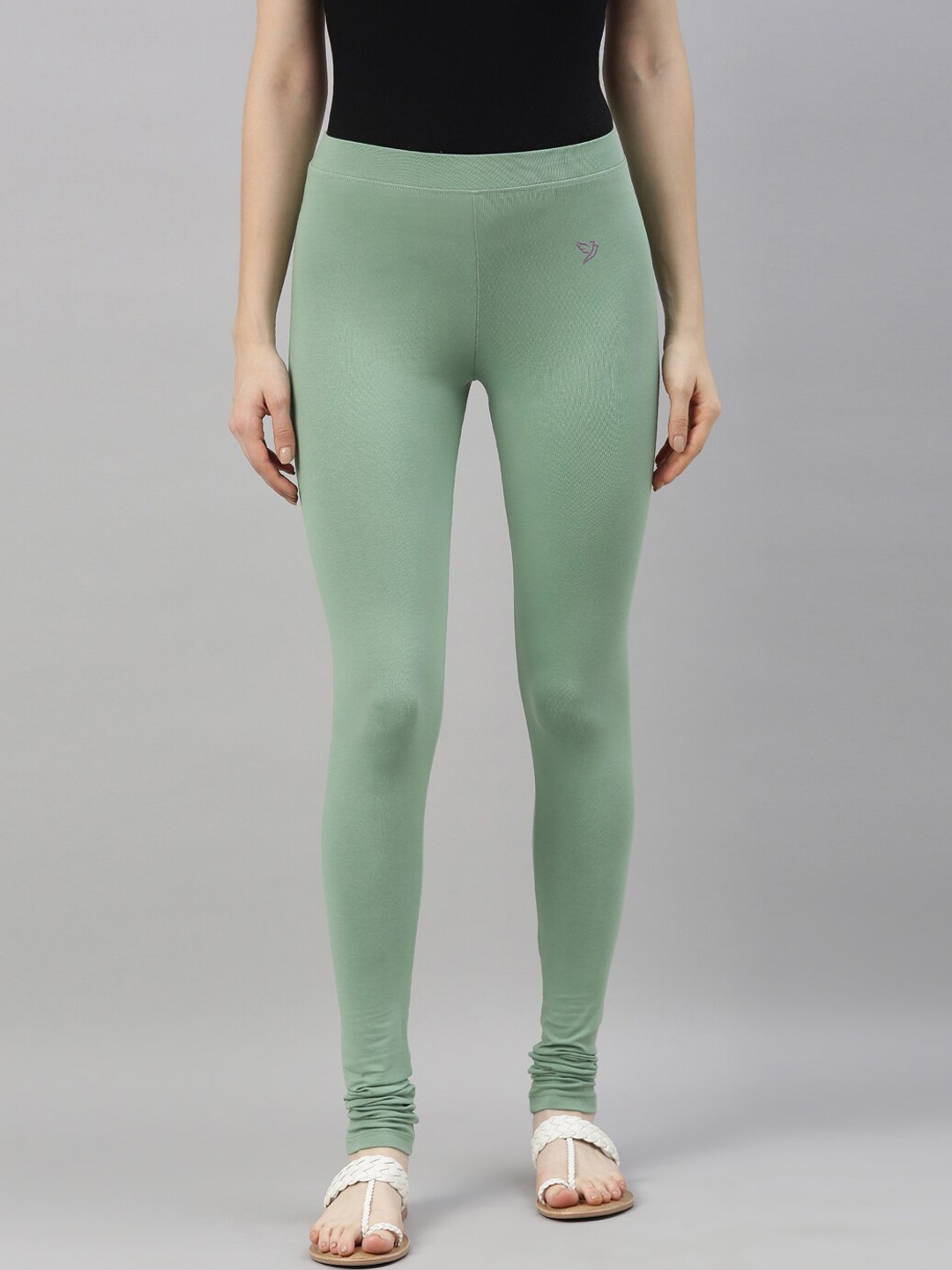 

TWIN BIRDS Women Green Solid Churidar-Length Leggings
