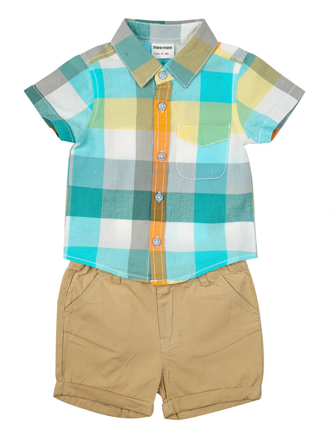 

MeeMee Boys Multicoloured Checked Shirt with Shorts, Multi