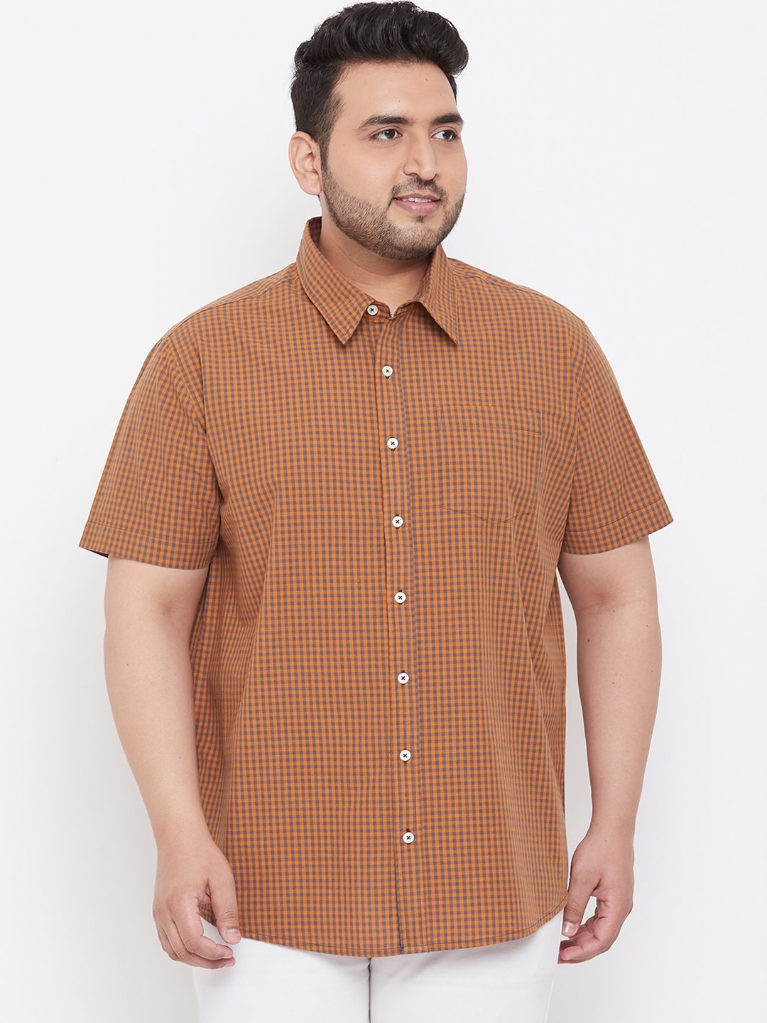 

bigbanana Men Brown & Blue Regular Fit Checked Casual Shirt