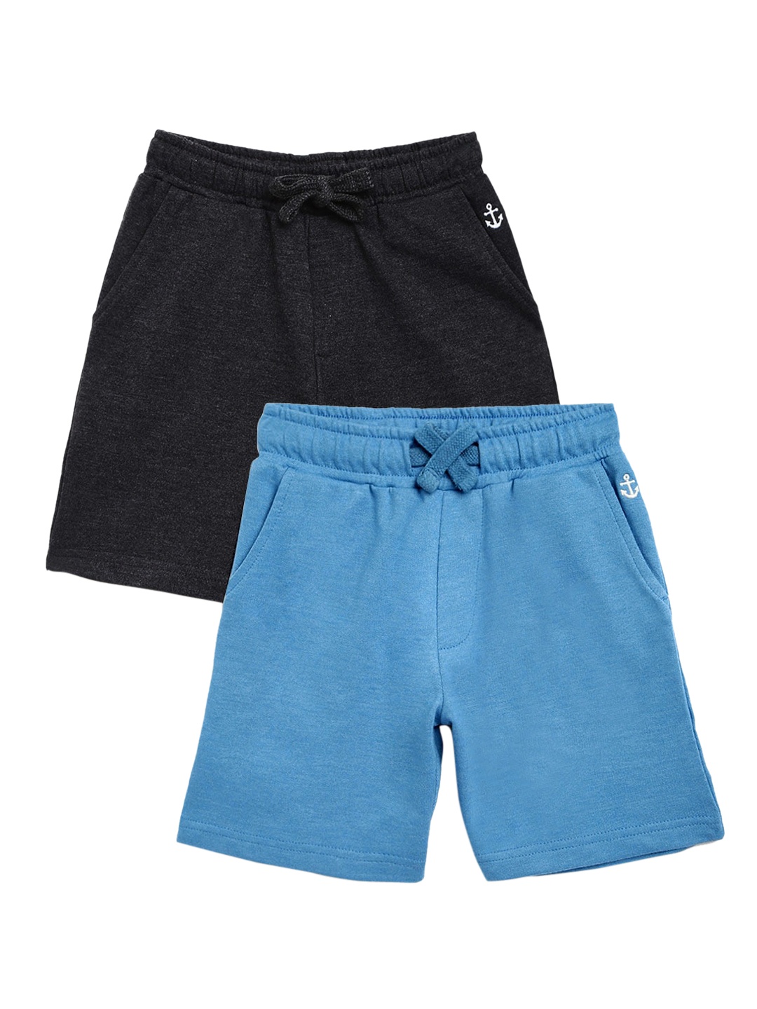 

Campana Boys Pack Of 2 Blue & Grey Solid Regular Fit Regular Shorts
