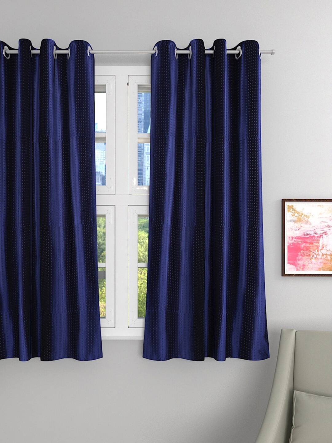 

ROMEE Blue Single Room Darkening Window Curtain
