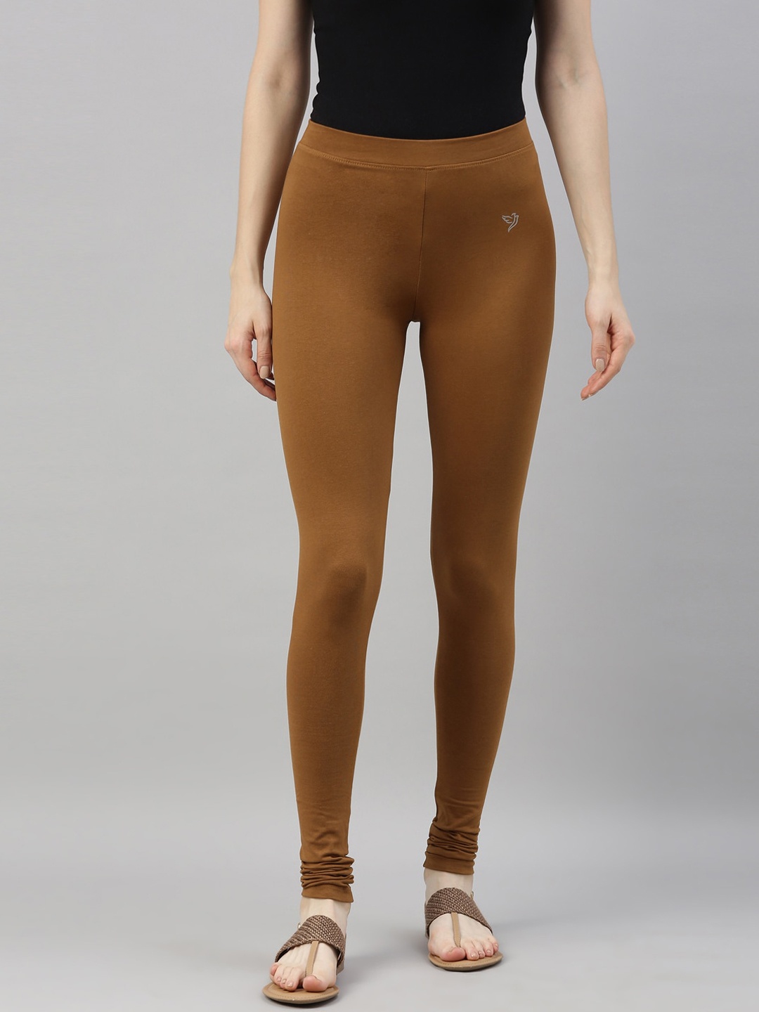 

TWIN BIRDS Women Brown Solid Churidar-Length Leggings