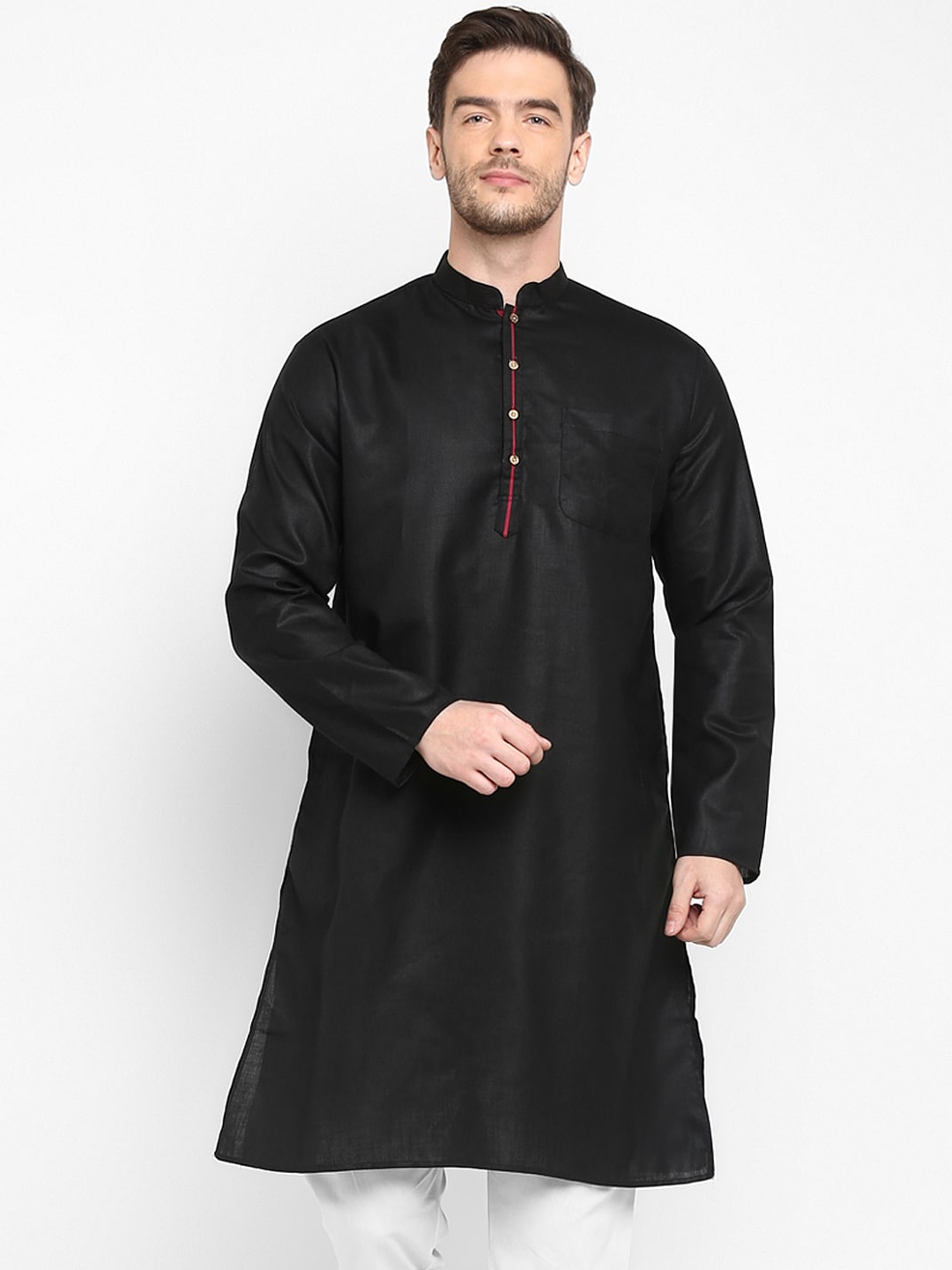 

Hangup Men Black Solid Kurta