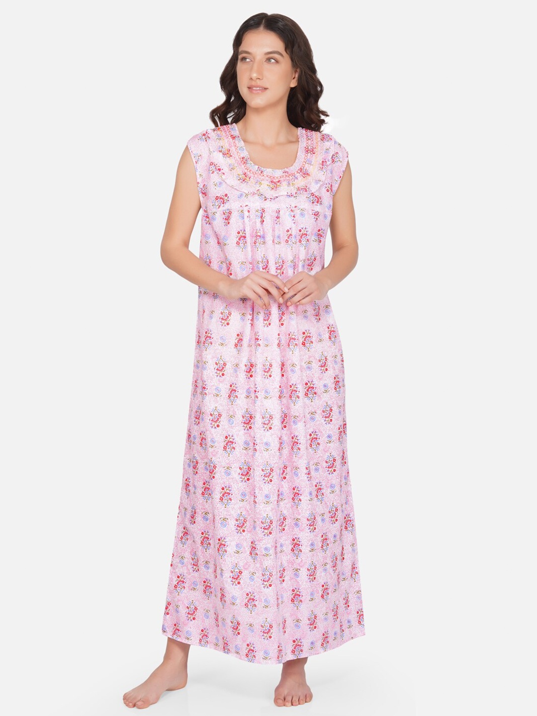 

CIERGE Pink & Blue Printed Nightdress