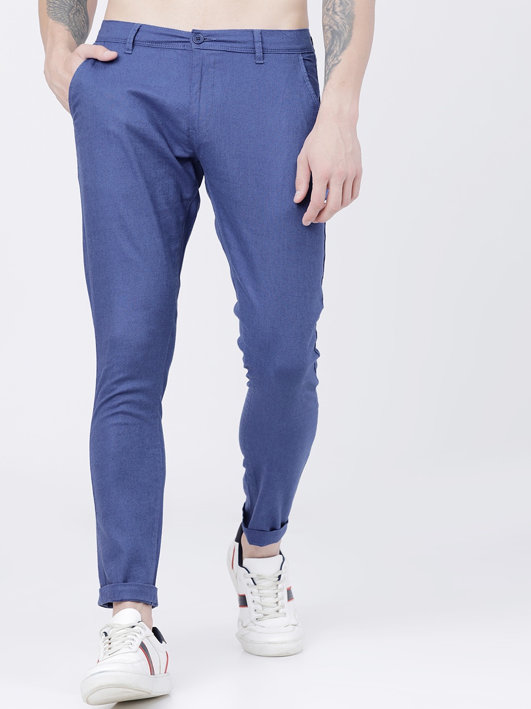 

HIGHLANDER Men Blue Slim Fit Solid Cotton Chinos