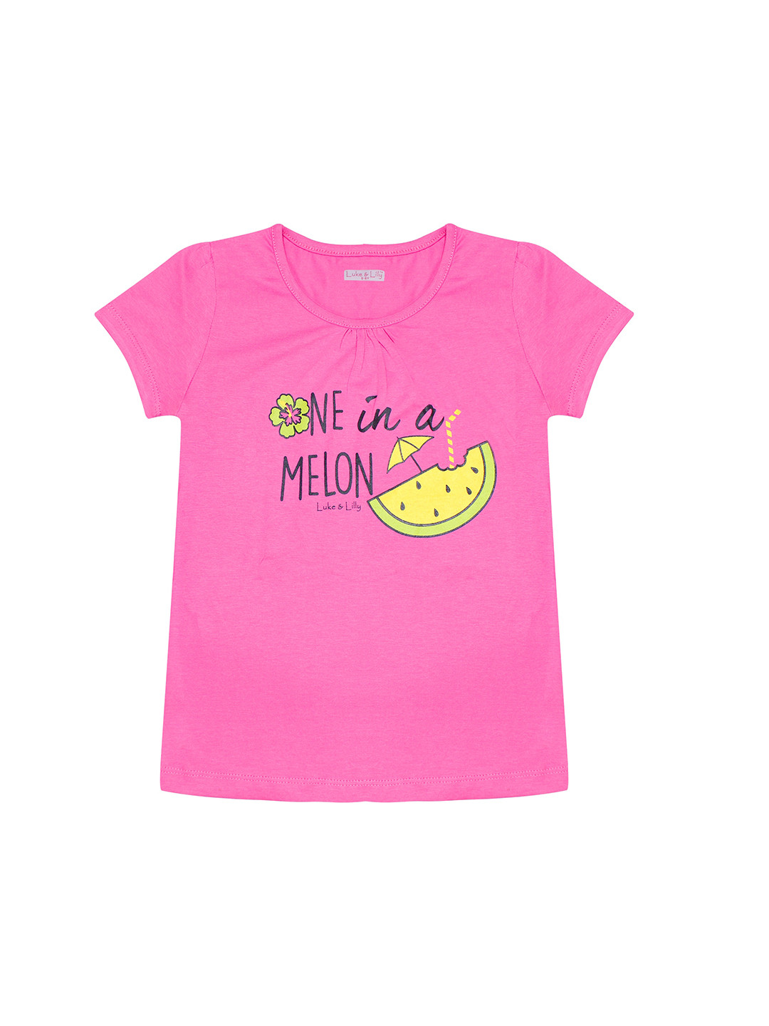 

Luke & Lilly Girls Pink & Yellow Cotton Printed Round Neck T-shirt