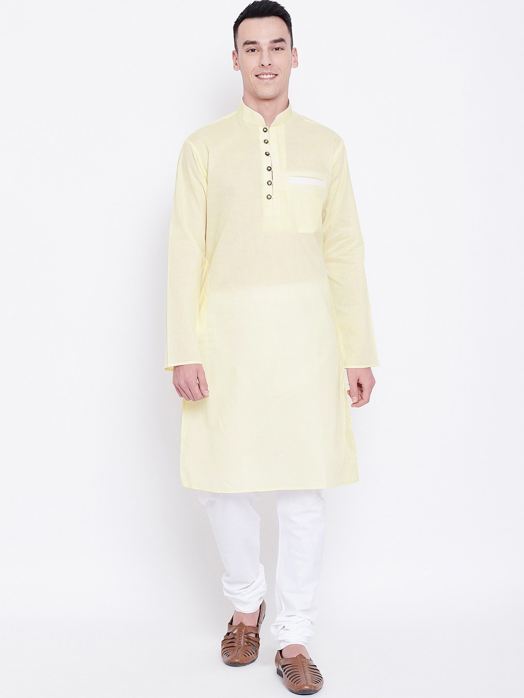 

SG LEMAN Men Lime Green Solid Kurta Sets for Man