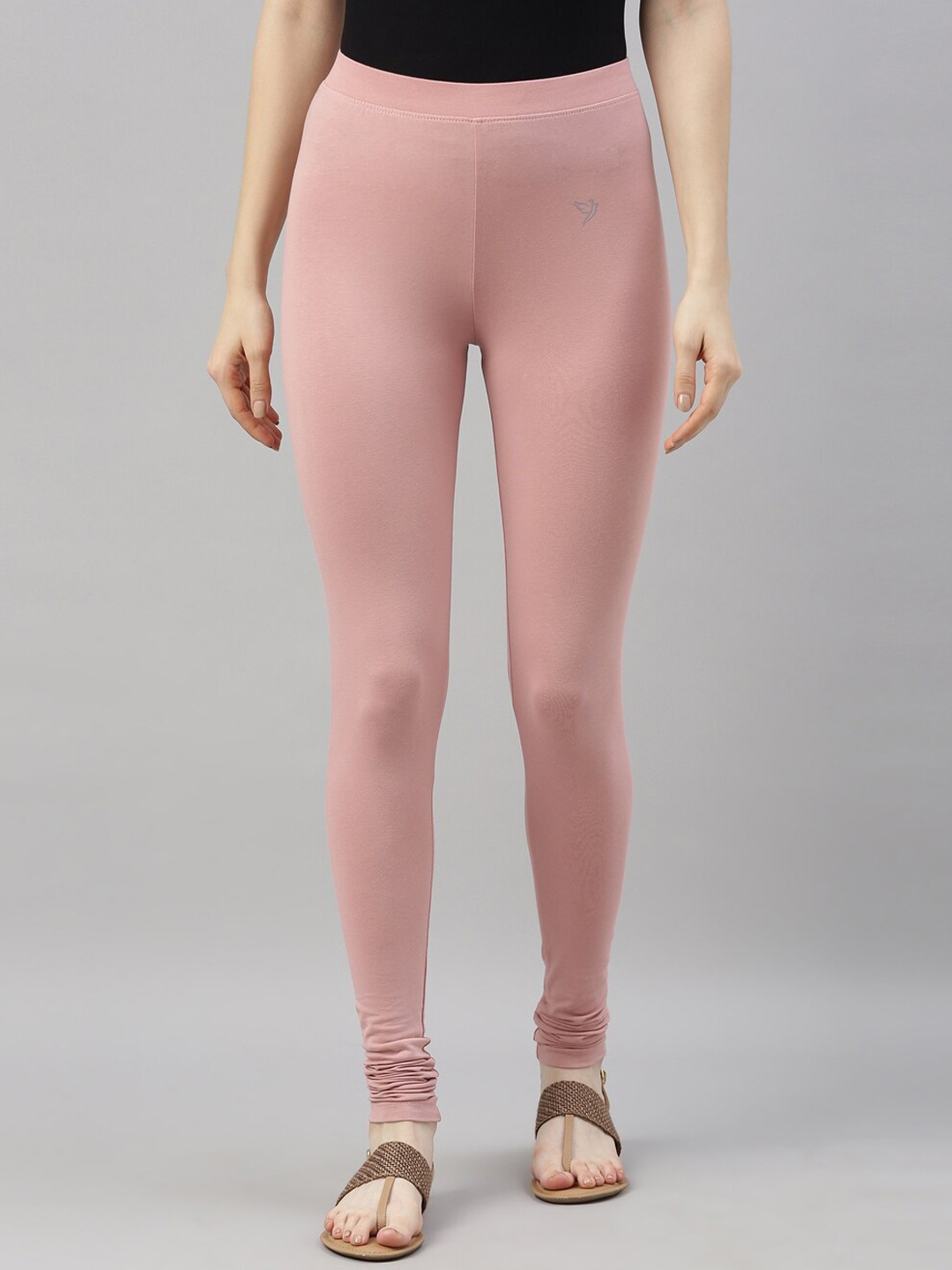

TWIN BIRDS Women Dusty Pink Solid Churidar-Length Leggings