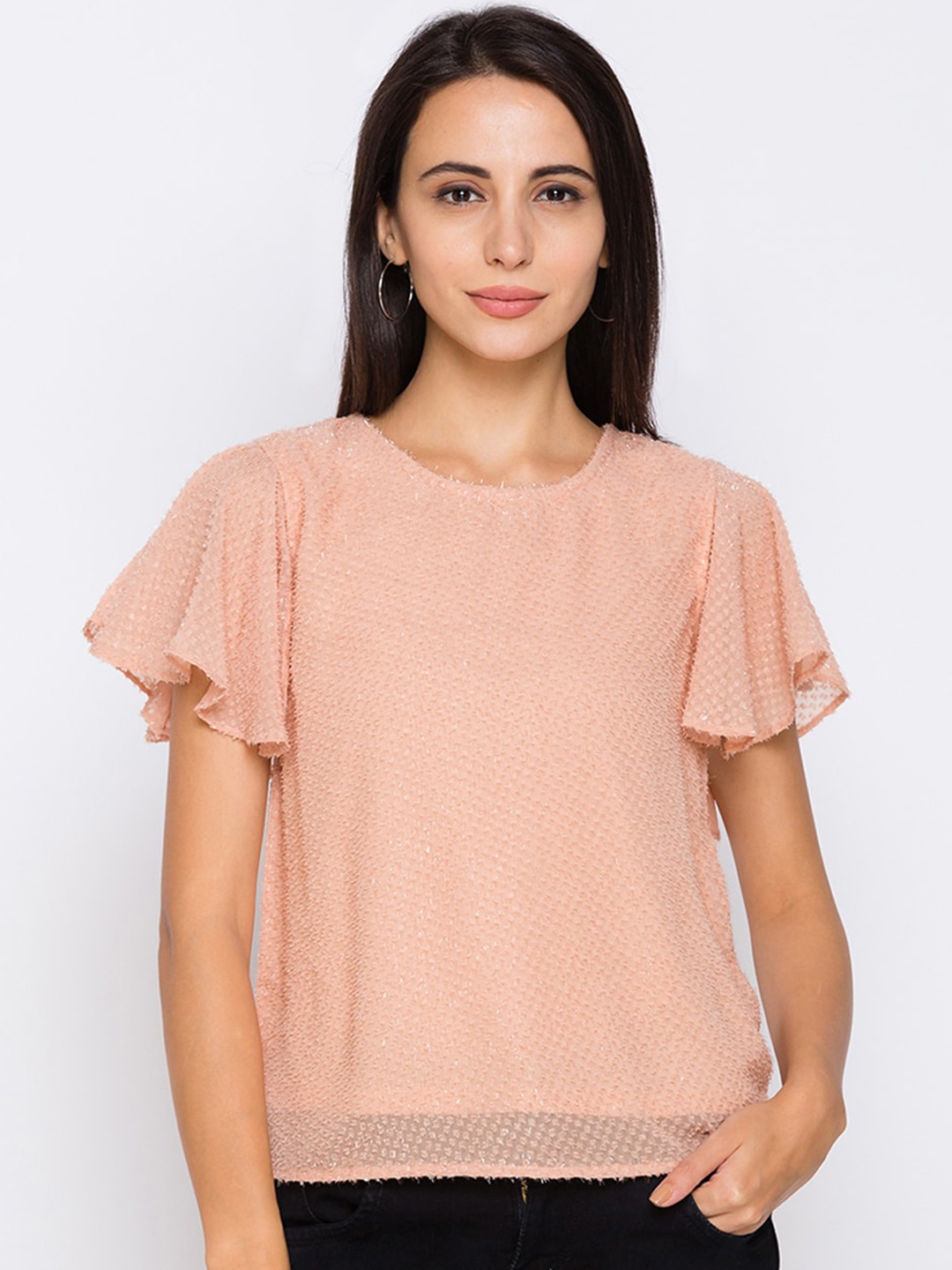

Globus Nude-Coloured Self Design Regular Top