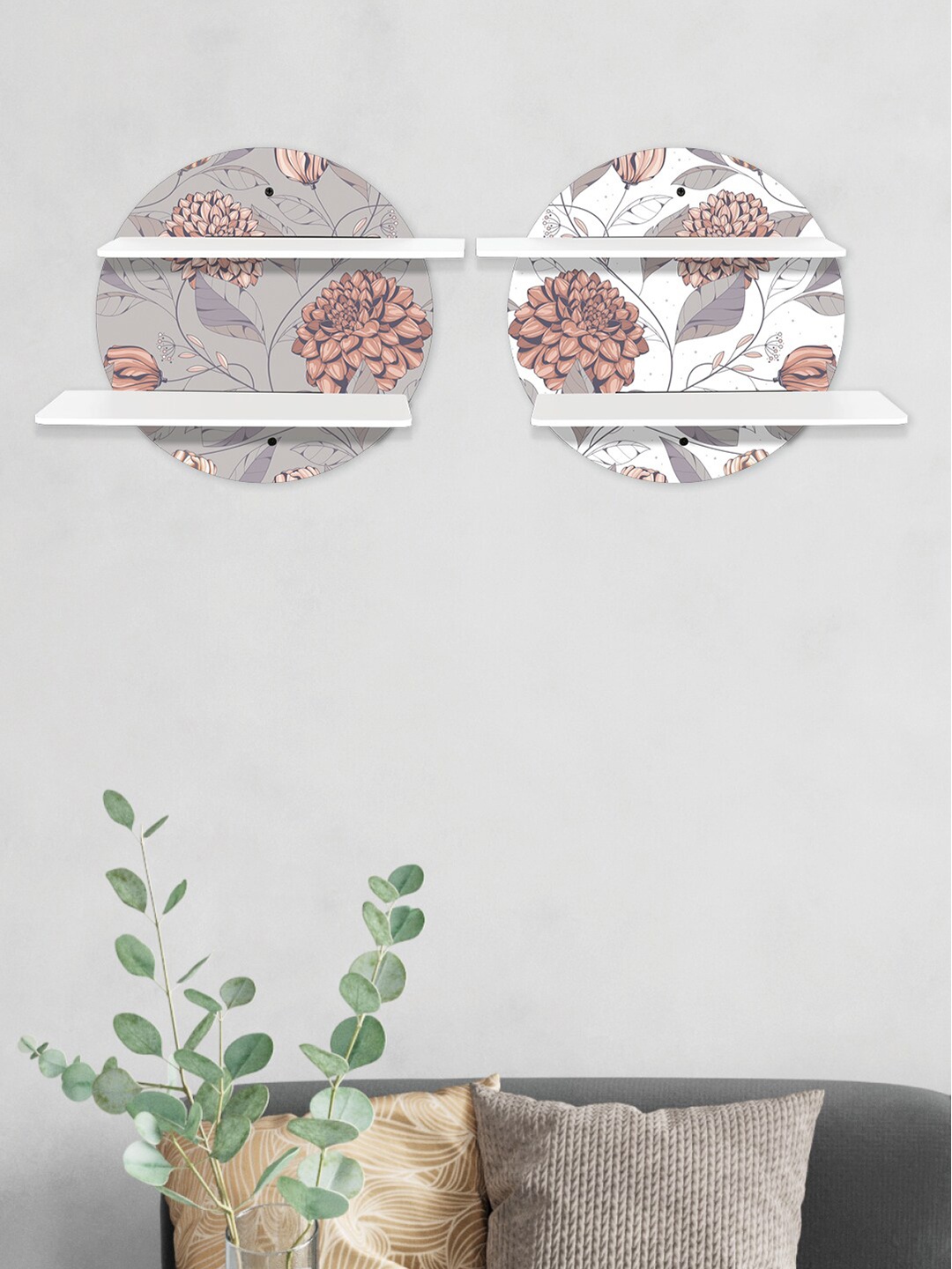

RANDOM Set Of 2 White & Grey MDF Basic Wall Shelf