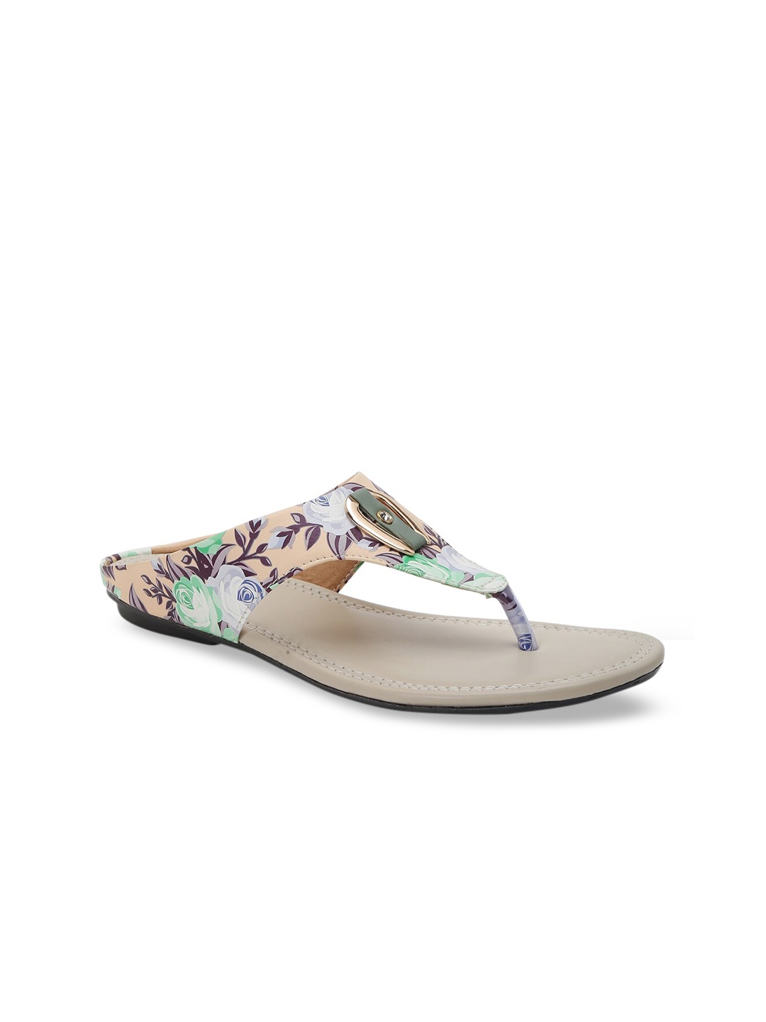 DEAS Women Cream-Coloured Embellished Open Toe Flats