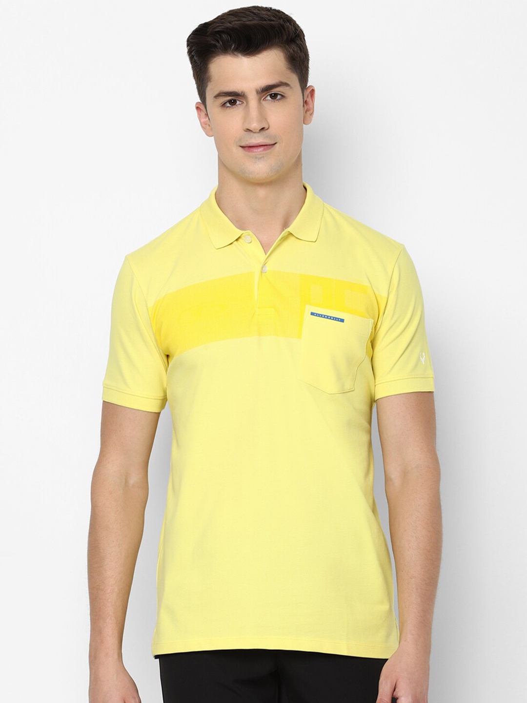 

Allen Solly Men Yellow Solid Polo Collar T-shirt