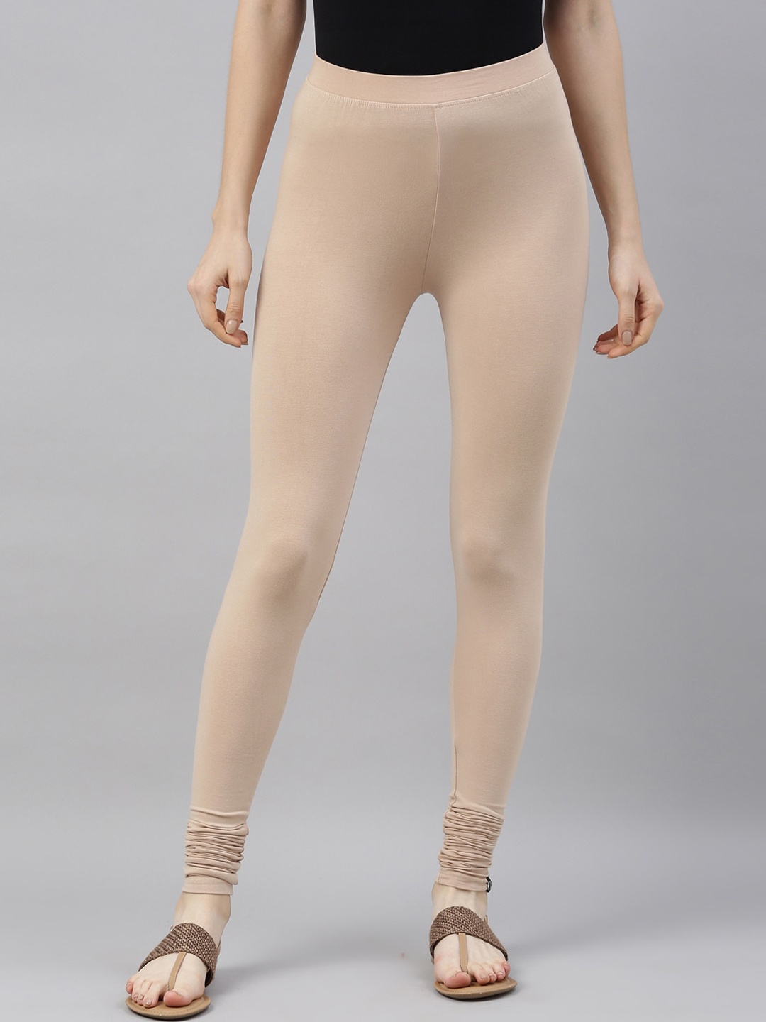 

TWIN BIRDS Women Beige Solid Churidar-Length Leggings