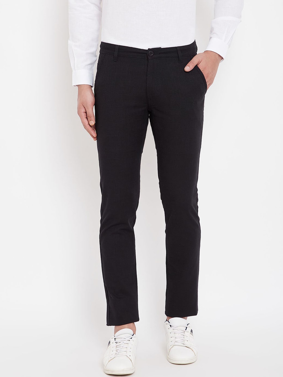 

Canary London Men Black Slim Fit Solid Regular Trousers
