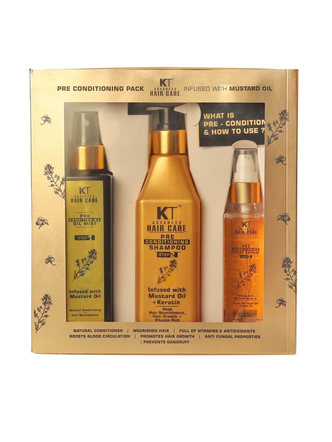 KT Set Of 3 Advance Haircare Pre Conditioning Pack 550 ml, White