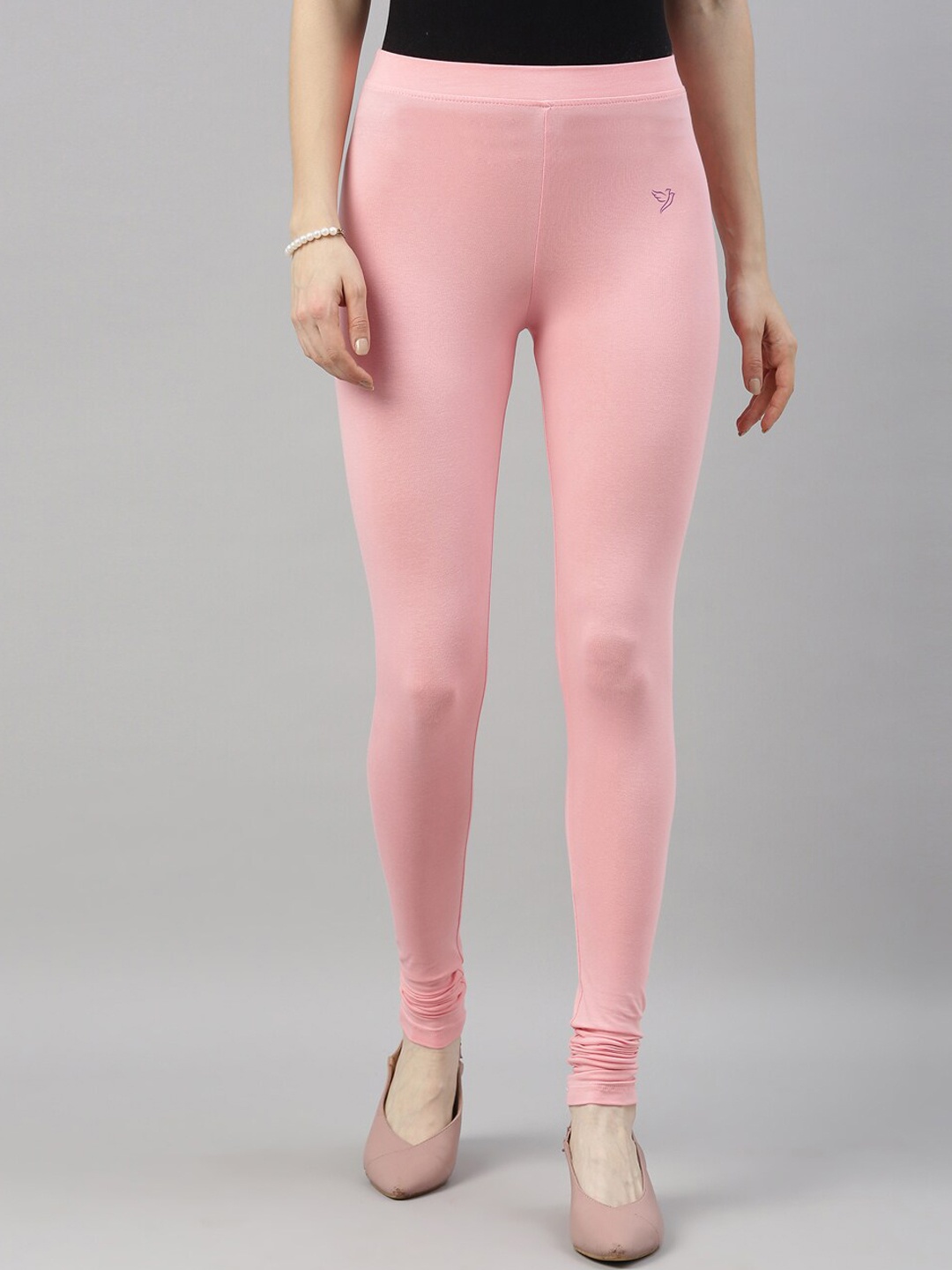 

TWIN BIRDS Women Pink Solid Churidar-Length Leggings