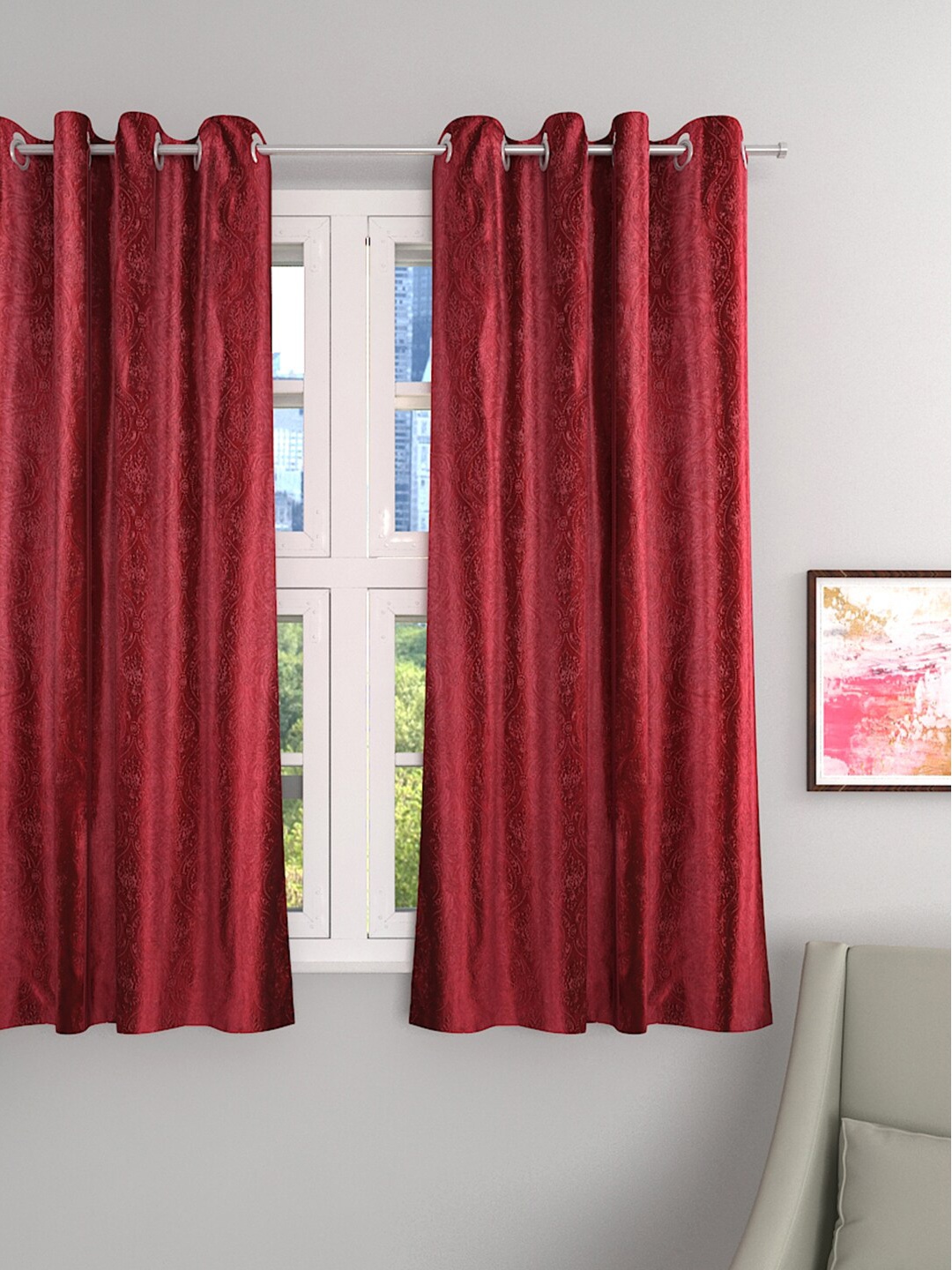 

ROMEE Maroon Single Room Darkening Window Curtain