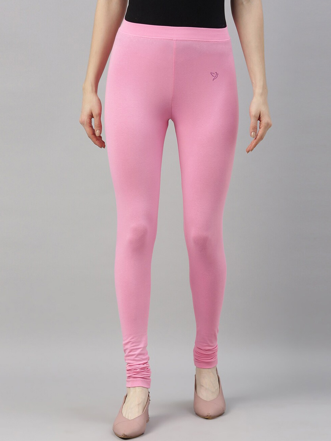 

TWIN BIRDS Women Pink Solid Churidar-Length Leggings