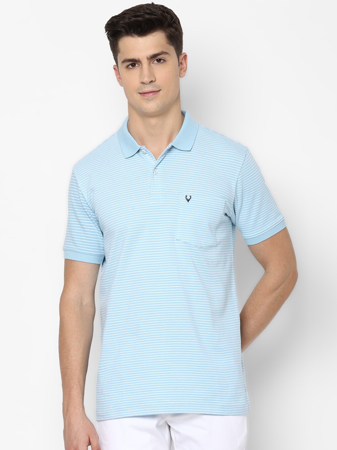 

Allen Solly Men Blue Solid Polo Collar T-shirt