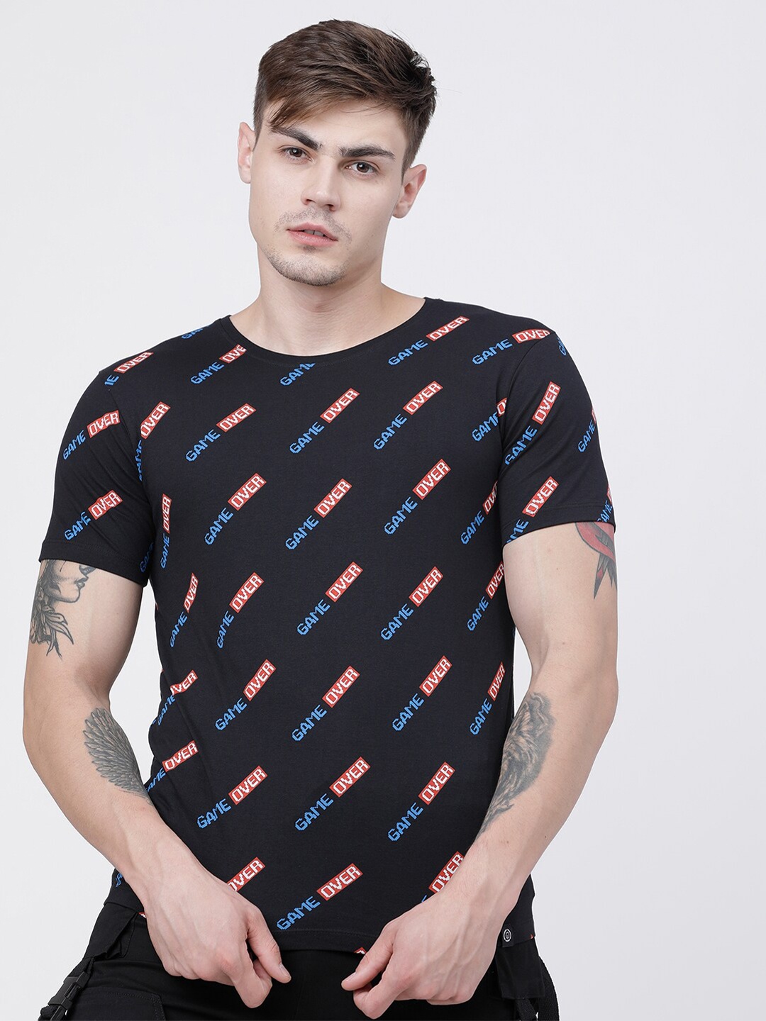 

LOCOMOTIVE Men Navy Blue Printed Round Neck T-shirt