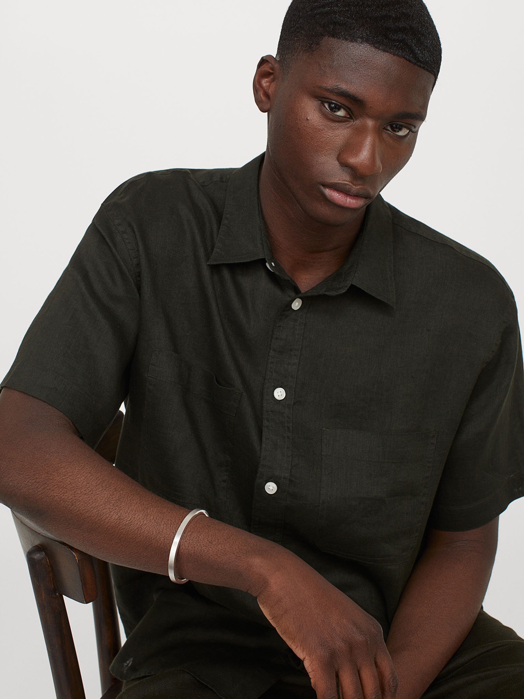 

H&M Men Green Relaxed Fit Linen Shirt