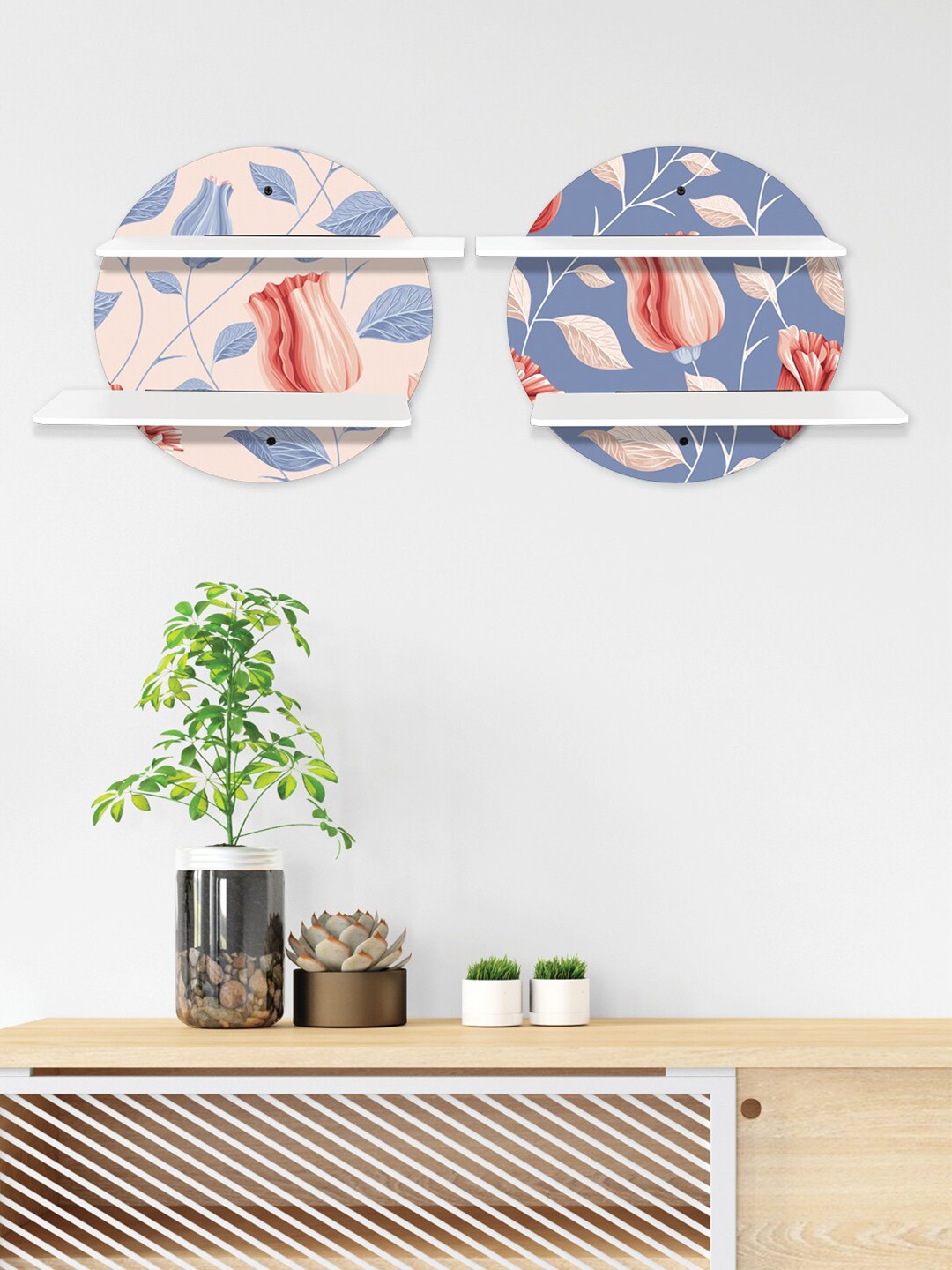 

RANDOM Set of 2 Multicoloured MDF Basic Wall Shelf, Multi