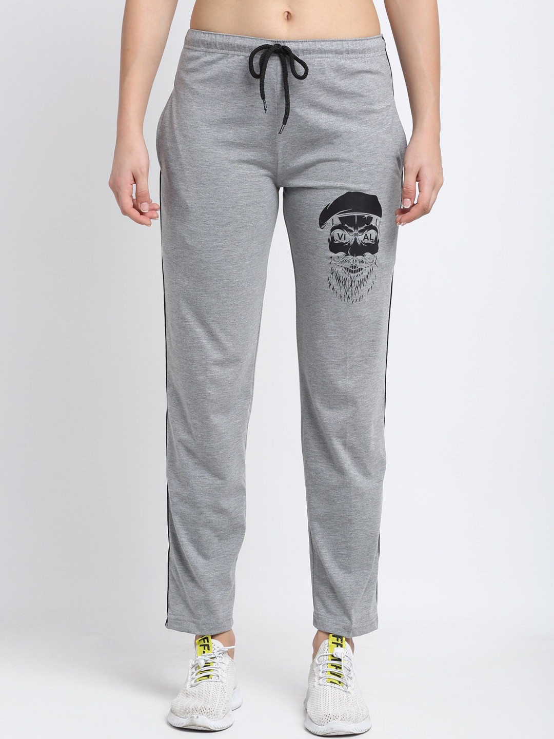 

VIMAL JONNEY Women Grey Melange Solid Track Pants