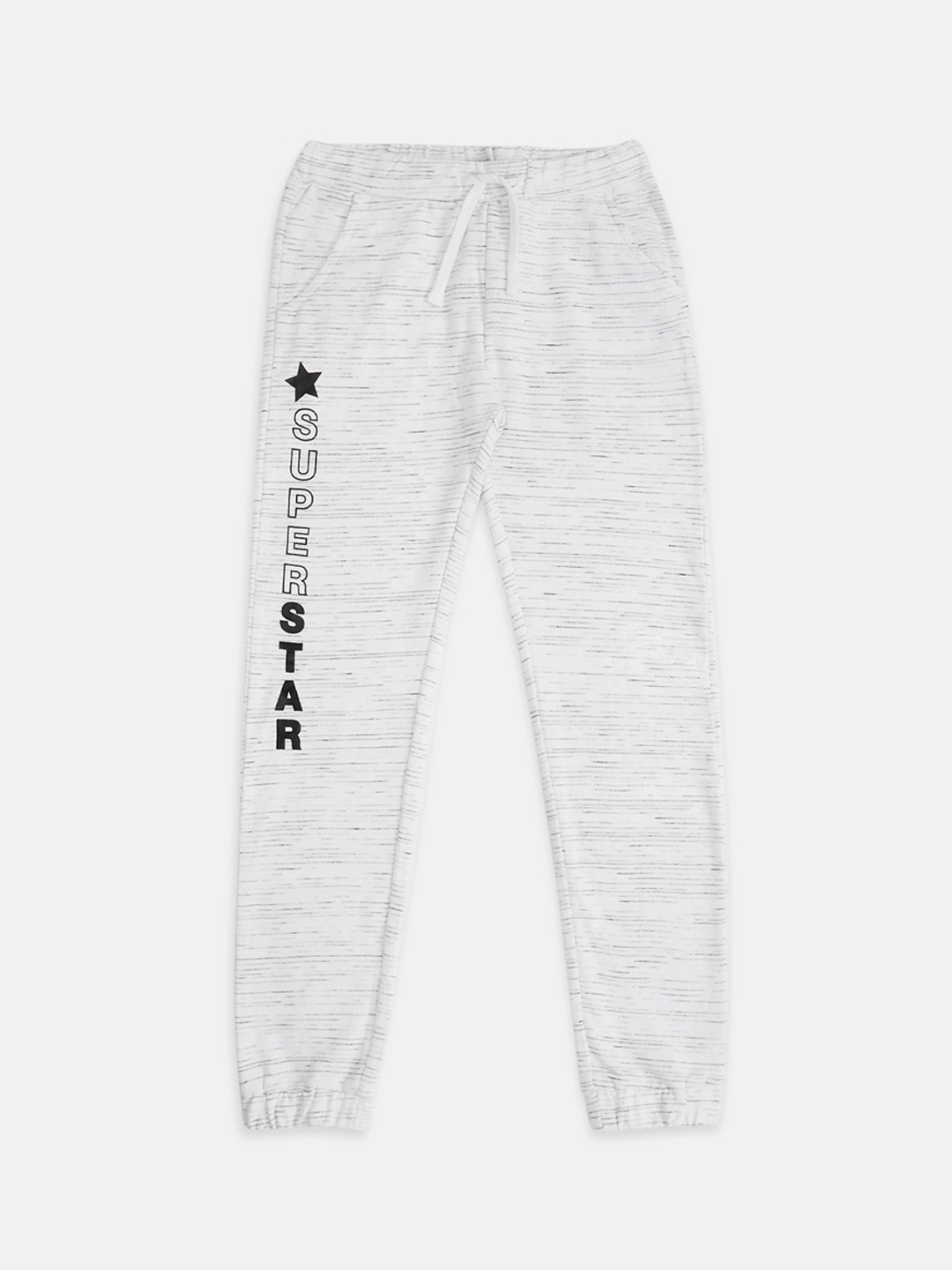 

Pantaloons Junior Girls White & Grey Self-Design Straight-Fit Joggers