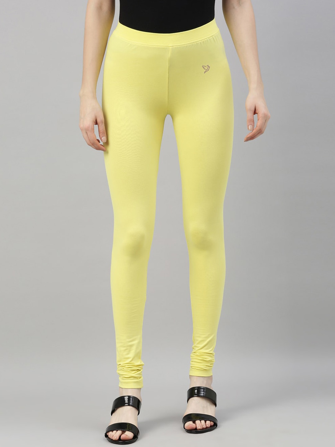 

TWIN BIRDS Women Yellow Solid Churidar-Length Leggings