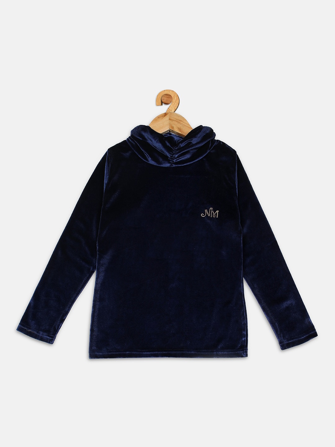 

Nins Moda Girls Navy Blue Cowl Neck Regular Top