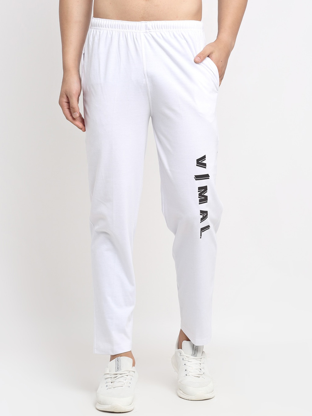 VIMAL JONNEY Men White & Black Printed Track Pants