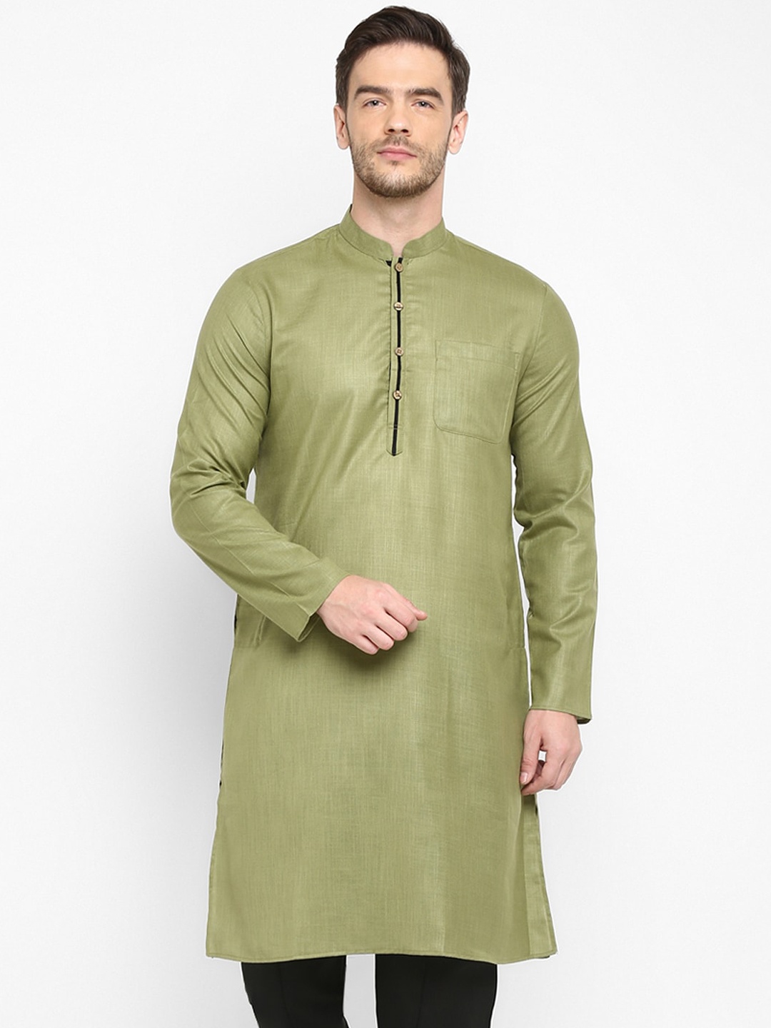 

Hangup Men Olive Green Kurta