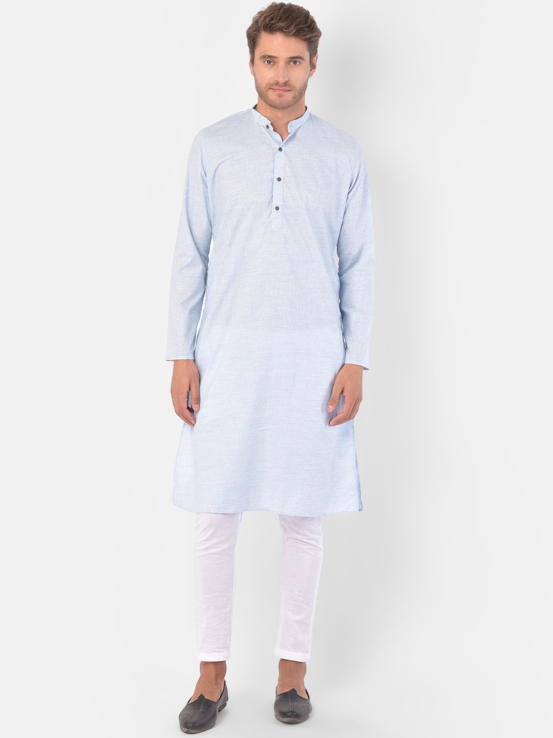 LAMAAYA Men Blue Kurta and Churidar Set