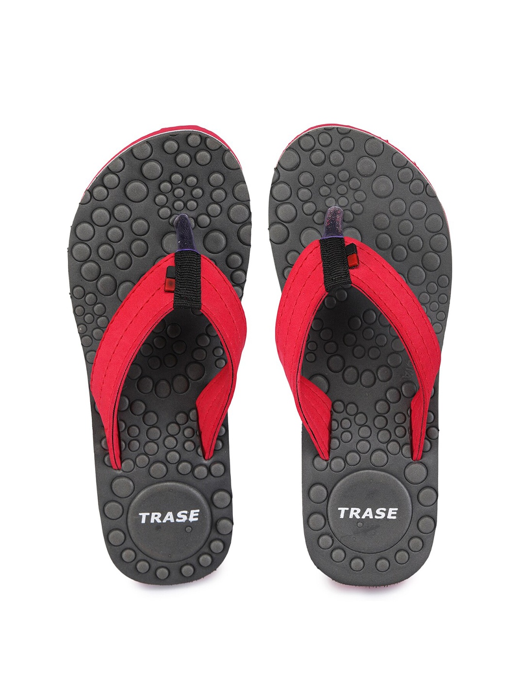 

TRASE Women Grey & Red Solid Thong Flip-Flops