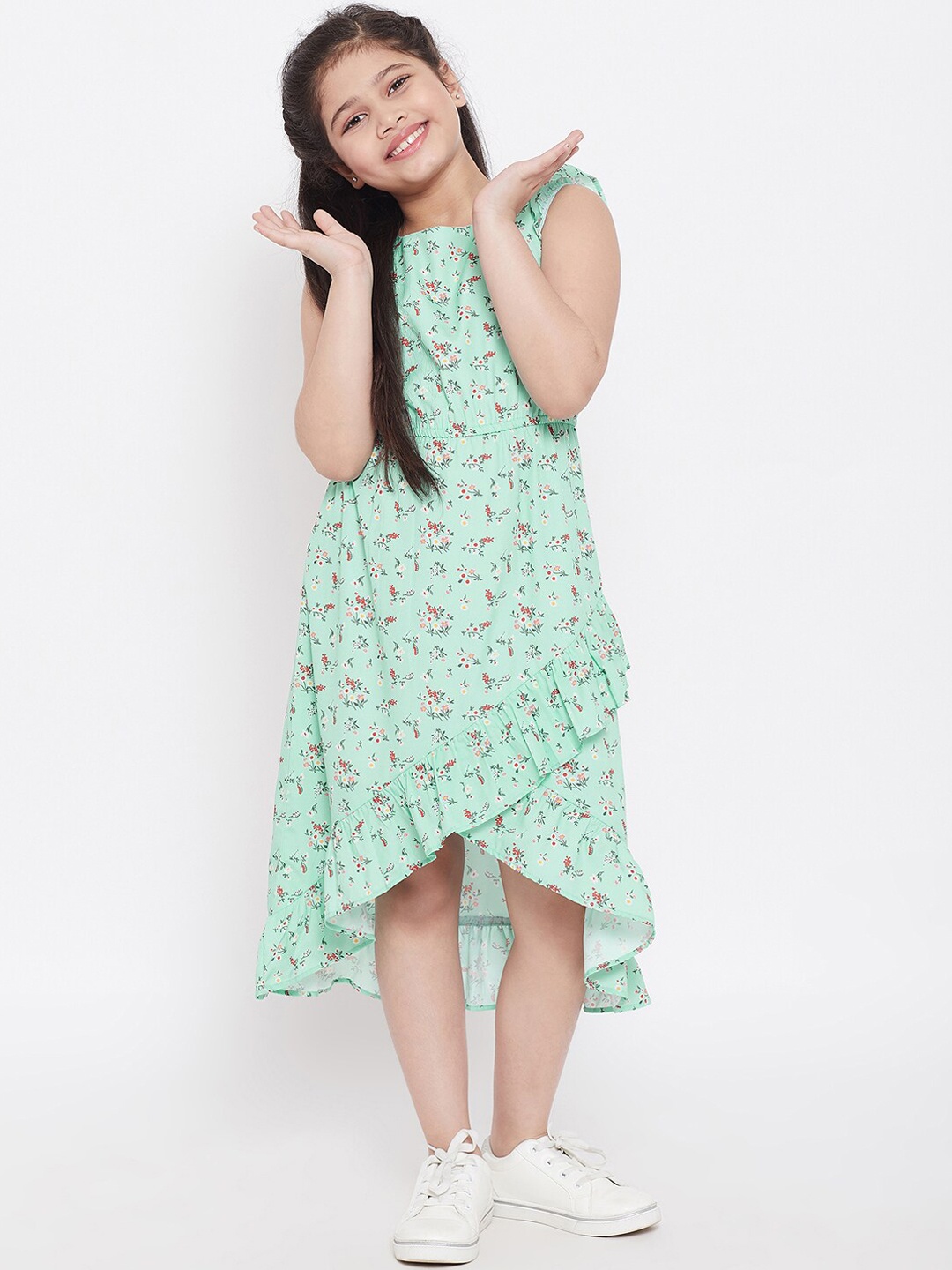 

Stylo Bug Girls Green & Red Printed A-Line Dress