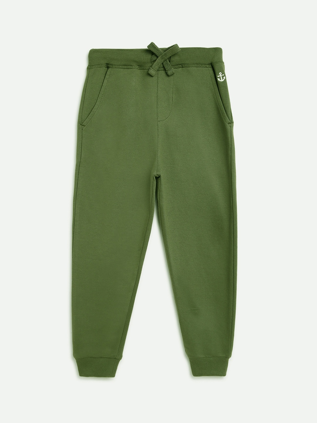 

Campana Boys Olive Green Pure Cotton Solid Joggers