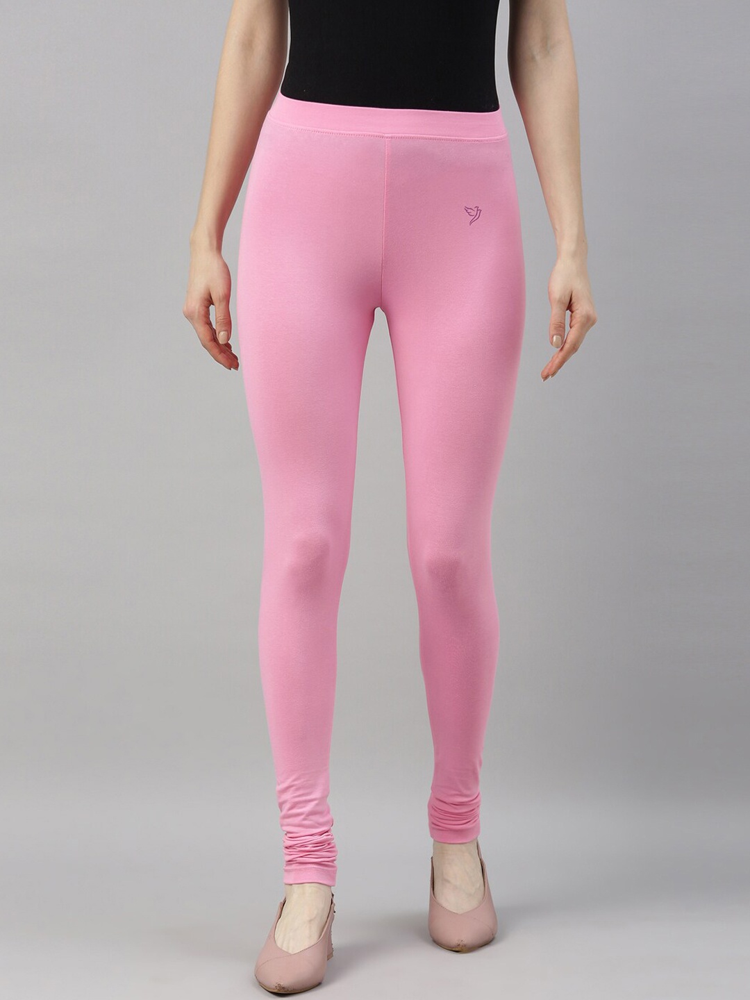 

TWIN BIRDS Women Pink Solid Churidar-Length Leggings