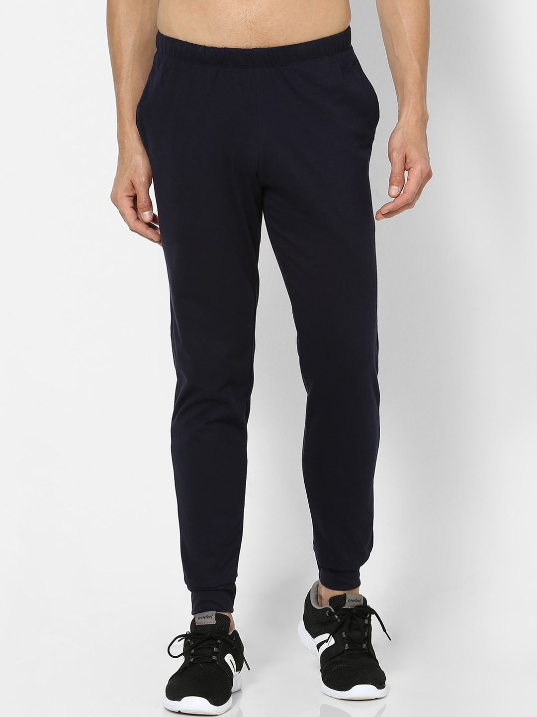 Domyos By Decathlon Men Navy Blue Regular Fit Solid Cotton Joggers