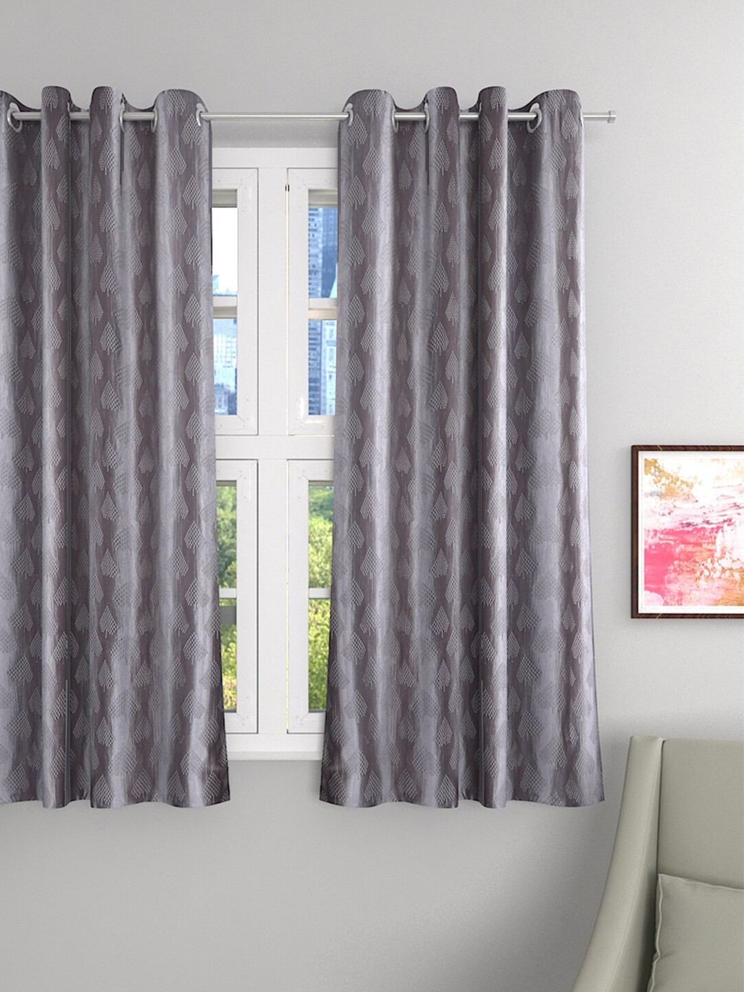 

ROMEE Grey Single Room Darkening Window Curtain