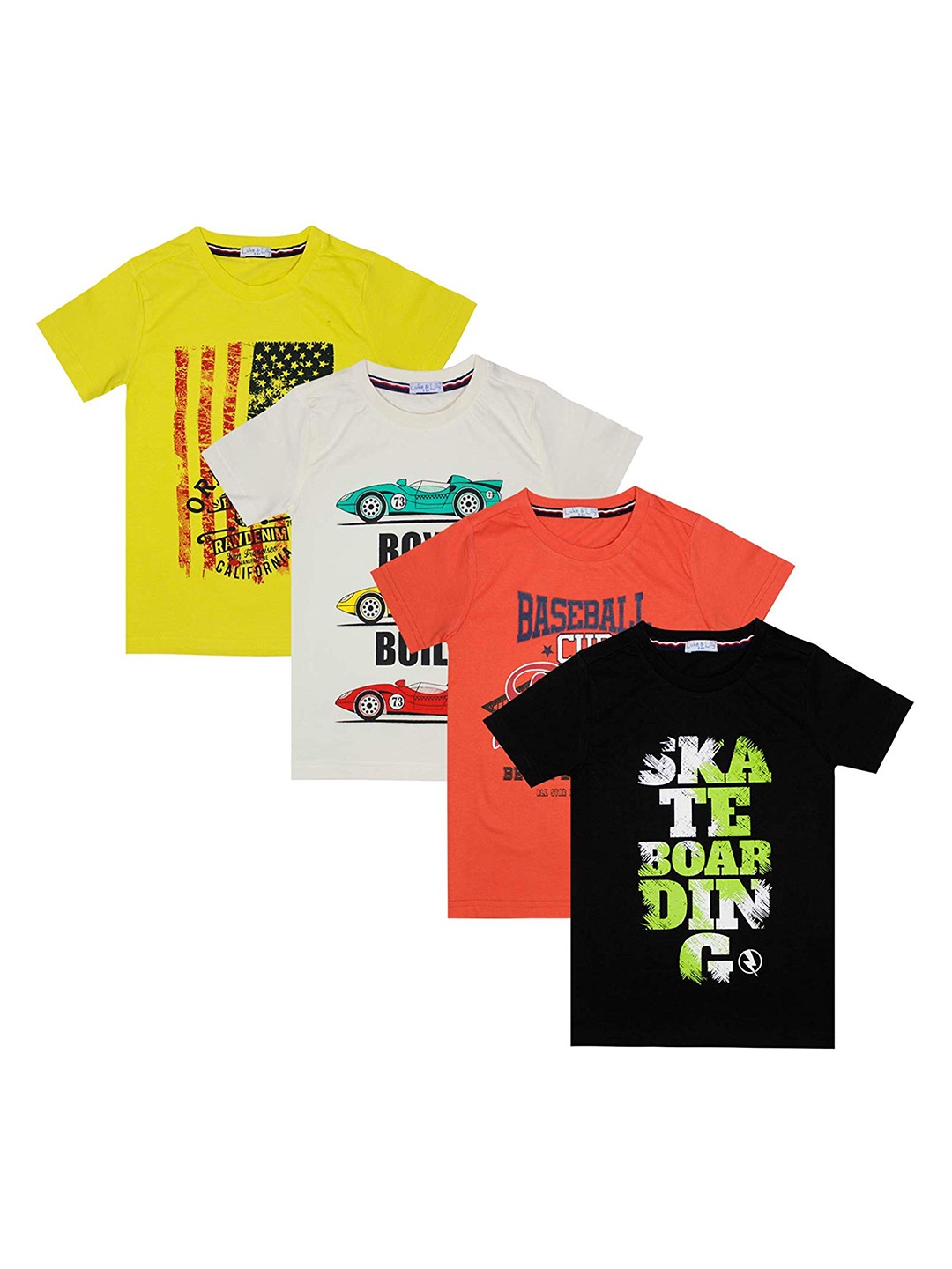 

Luke Lilly Boys Pack of 4 Printed Pure Cotton T-shirts, Multi